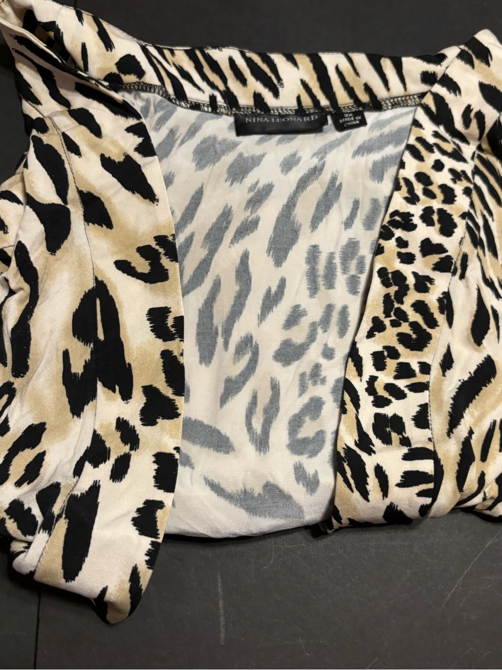 Nina Leonard 3X Animal Leopard Print Open Front Cardigan Jacket NWOT